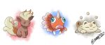  :3 blue_eyes brown_eyes cat closed_eyes closed_mouth creature fish highres hikaru382 lying mikon no_humans on_stomach pokemon pokemon_(creature) pokemon_gs_(spaceworld_1997) simple_background white_background 