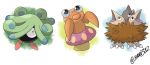 black_eyes claws creature highres hikaru382 looking_up monja multiple_heads no_humans one-eyed para_(pokemon) pokemon pokemon_(creature) pokemon_gs_(spaceworld_1997) signature simple_background white_background 