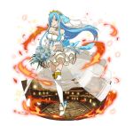  1girl :d ankle_ribbon arm_strap asuna_(sao-alo) back_bow blue_bow blue_eyes blue_flower blue_hair blue_ribbon blue_rose bouquet bow breasts bridal_veil choker collarbone diadem dress faux_figurine fire floating_hair flower full_body headphones high_heels holding holding_bouquet layered_dress long_hair looking_at_viewer medium_breasts one_leg_raised open_mouth ribbon rose see-through short_dress simple_background sleeveless sleeveless_dress smile solo standing standing_on_one_leg strapless strapless_dress sword_art_online thigh-highs veil very_long_hair waist_cape white_background white_dress white_flower white_legwear white_rose 