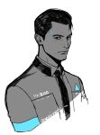  1boy android character_request closed_mouth detroit_become_human expressionless jacket kanapy limited_palette looking_at_viewer male_focus necktie simple_background solo upper_body white_background 