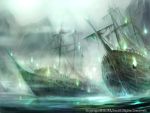  commentary_request fog highres no_humans ocean official_art outdoors scenery seisen_cerberus ship water watercraft watermark z.dk 
