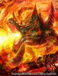  absurdres breathing_fire claws commentary_request dragon fire highres horns monster no_humans official_art seisen_cerberus sharp_teeth spikes teeth watermark z.dk 