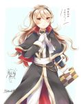  1girl ayame_(norie11) book capelet closed_mouth commentary_request cosplay female_my_unit_(fire_emblem_if) fire_emblem fire_emblem:_thracia_776 fire_emblem_heroes fire_emblem_if gloves hairband holding holding_book long_hair long_sleeves mamkute my_unit_(fire_emblem_if) pants pointy_ears red_eyes reinhardt_(fire_emblem) reinhardt_(fire_emblem)_(cosplay) sheath sheathed signature solo sword takumi_(fire_emblem_if) weapon white_gloves white_hair white_pants 
