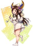  1girl arulumaya black_hair brown_hair egg granblue_fantasy harvin hat highres ladle long_hair mole mole_under_eye mushi024 pointy_ears smile smock socks white_legwear 