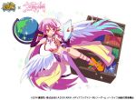  1girl angel_wings book bookshelf breasts copyright_name crop_top feathered_wings fullbokko_heroes globe gloves gradient_hair halo jibril_(no_game_no_life) large_breasts long_hair low_wings magic_circle midriff mismatched_legwear multicolored multicolored_eyes multicolored_hair navel no_game_no_life official_art open_mouth orange_eyes pink_hair shoes sideboob single_shoe smile solo stomach tablet_pc tattoo very_long_hair white_wings wing_ears wings yellow_eyes 