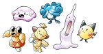  5others animon baby_pokemon beta_pokemon betobaby blush_stickers claedalus commentary creature english_commentary fangs highres monja nail no_humans norowara open_mouth para_(pokemon) pichu pokemon pokemon_(creature) pokemon_gsc_beta simple_background standing tooth white_background 