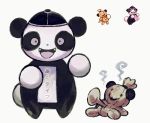  :d astrosan beta_pokemon facing_viewer fangs full_body gen_2_pokemon hat kyonpan looking_at_viewer nail no_humans norowara ofuda open_mouth panda pokemon pokemon_(creature) pokemon_gsc_beta simple_background smile standing tongue 