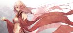  1girl bare_shoulders breasts center_opening cleavage detached_sleeves elbow_gloves fingerless_gloves gloves guilty_crown hair_ornament hairclip highres kisui_(user_wswf3235) long_hair navel pink_hair red_eyes solo twintails yuzuriha_inori 