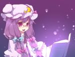  bad_id bespectacled crescent glasses gushiko hat long_hair patchouli_knowledge purple_hair solo touhou 