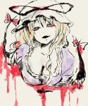 1girl breasts cleavage gap hat kuma_(artist) kuma_(crimsonvanilla) lowres touhou yakumo_yukari 