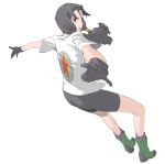  bike_shorts black_eyes black_hair boots dragon_ball dragon_ball_z dragonball dragonball_z enami_katsumi gloves outstretched_arms shirt simple_background solo tomboy twintails videl white_background 