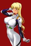  ayanami_rei_(cosplay) blonde_hair brown_eyes cosplay erect_nipples kamia_(not_found) long_hair matsuoka_kiyone neon_genesis_evangelion original plugsuit solo 