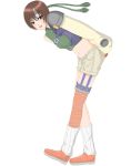  bad_id bare_shoulders bent_over brown_eyes brown_hair final_fantasy final_fantasy_vii fishnets headband loose_socks midriff ninja open_fly short_hair shorts sleeveless sleeveless_turtleneck socks solo thighhighs turtleneck unzipped wizu yuffie_kisaragi 