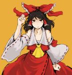  asagi657 bad_id bare_shoulders black_hair brown_eyes clenched_hands detached_sleeves fist hakurei_reimu japanese_clothes miko pout ribbon ribbons tears touhou 