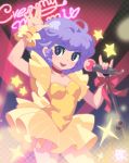  bf&#039;s_ok_farm bf._(sogogiching) choker creamy_mami dress drill_hair eyeshadow frills idol magical_girl mahou_no_tenshi_creamy_mami makeup microphone morisawa_yuu neon_lights purple_eyes purple_hair ribbon skirt sparkle sparkles spotlight star stars violet_eyes 