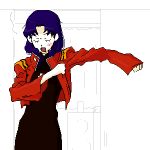  gen katsuragi_misato lowres neon_genesis_evangelion oekaki purple_hair uniform 