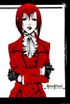  angelina_durless cravat crossed_arms female formal gloves highres kuroshitsuji lipstick madam_red red_hair redhead short_hair 