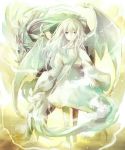  barefoot blonde_hair dragon green_eyes long_hair original robe sui_(petit_comet) wings 