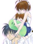  brown_hair clannad closed_eyes dango dango_daikazoku family furukawa_nagisa hand_holding holding_hands husband_and_wife okazaki_tomoya okazaki_ushio school_uniform short_hair yuzu_(apricot55) 