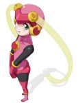  (^_^)_(pixiv198858) blush bodysuit flat_chest foreshortening green_eyes latex muhi11234 pov rockman rockman_exe roll roll_exe thighhighs 