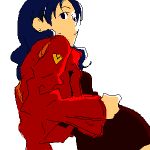  curvy gen katsuragi_misato looking_back lowres neon_genesis_evangelion oekaki uniform 