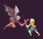  blonde_hair clash claus helmet lucas mother mother_(game) mother_3 orange_hair red_eyes shirt spoilers striped striped_shirt sword weapon wings 
