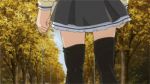  animated_gif dressing gif leaf leaves lowres myself_yourself school_uniform skirt solo thigh-highs thighhighs wakatsuki_shuri wind 