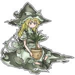  hat kirisame_marisa plant potted_plant sitting solo touhou uewtsol witch_hat 