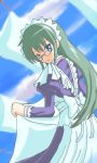  glasses green_hair hayate_no_gotoku! kijima_saki laundry long_hair lowres maid 