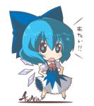  blue_hair bow chibi cirno crazy_developers hands_on_hips short_hair touhou wings 