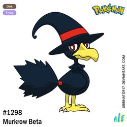  alejandro_urbina beta_pokemon bird brown_eyes character_name claws creature deviantart_username full_body logo looking_at_viewer looking_back murkrow_(beta) no_humans number pokemon pokemon_(creature) pokemon_gsc_beta signature solo transparent_background watermark web_address 