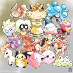  1997 2017 90s :d artist_name baby_pokemon ballerina_(pokemon) beta_pokemon betobaby cleffa coin commentary creature elebaby english_commentary fish game_freak gen_2_pokemon grey_background gyopin happy highres hinaazu horn igglybuff koonya lip_(pokemon) lying magby mikon mime_jr. mime_jr._(beta) monja nintendo no_humans on_stomach open_mouth para_(pokemon) petitcorn pichu pokemon pokemon_(creature) pokemon_gsc_beta pudii smile smoochum smoochum_(beta) togepi tom_higgins twitter_username watermark white_hair 