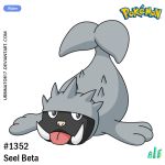  alejandro_urbina character_name creature full_body logo looking_at_viewer no_humans number pokemon pokemon_(creature) pokemon_rgby_beta seal seel solo tongue tongue_out unnamed_seal_(pokemon_rgby_beta) watermark web_address 