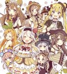  6+girls :d :o ;q ^_^ ahoge animal_ears animal_hat bangs bare_shoulders bear_ears bear_hat bendy_straw black_bow black_capelet black_hat blonde_hair blue_eyes blush bow brown_eyes brown_gloves brown_hair brown_skirt brown_vest cake capelet cat_ears cat_hat child closed_eyes closed_mouth commentary_request cup detached_sleeves dress drink drinking_glass drinking_straw eyebrows_visible_through_hair facing_viewer finger_to_mouth flower food food_themed_clothes food_themed_hair_ornament fur-trimmed_gloves fur_trim gloves green_eyes grey_eyes hair_between_eyes hair_bow hair_ornament hands_on_another&#039;s_head hat hat_bow heterochromia highres holding holding_sack holding_tray index_finger_raised leaf_hair_ornament long_hair long_sleeves looking_at_viewer looking_to_the_side maid_headdress mini_hat multiple_girls one_eye_closed open_mouth orange_dress orange_eyes orange_hair original pleated_skirt puffy_short_sleeves puffy_sleeves ribbon sack sakura_oriko shirt short_sleeves silver_hair simple_background skirt sleeveless sleeveless_dress sleeves_past_fingers sleeves_past_wrists smile strawberry_hair_ornament tongue tongue_out top_hat tray very_long_hair vest white_background white_flower white_hat white_ribbon white_shirt wide_sleeves x_hair_ornament 