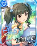  black_eyes black_hair blush character_name dress fuji_tomo idolmaster idolmaster_cinderella_girls long_hair smile stars twintails 