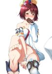  1girl atelier_(series) atelier_sophie bare_shoulders blush brown_eyes brown_hair highres looking_at_viewer maanii short_hair soles solo sophie_neuenmuller tears 