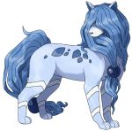  beta_pokemon blue_hair commentary creature english_commentary etherealhaze from_side full_body gen_2_pokemon hair_over_eyes looking_to_the_side pokemon pokemon_(creature) pokemon_gsc_beta sui_(pokemon_gsc_beta) tied_hair transparent_background 