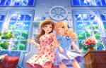  2girls blush brown_hair closed_eyes dress idolmaster idolmaster_cinderella_girls idolmaster_cinderella_girls_starlight_stage long_hair nitta_minami ohtsuki_yui smile 