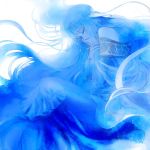  1girl blue_hair blush cape closed_eyes fire_emblem fire_emblem:_rekka_no_ken hair_ornament kuzumosu long_hair mamkute ninian simple_background solo tears 