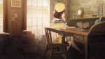  1girl atelier_(series) atelier_sophie book brown_eyes brown_hair desk game_cg noco_(adamas) official_art paper short_hair smile solo sophie_neuenmuller 