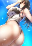  1girl amagami armpits ass bangs breasts brown_hair highres kamizaki_makoto long_hair looking_at_viewer seiren shouji_nigou solo sparkle swimsuit 