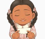  1girl black_hair braid child closed_eyes coco_(disney) dark_skin disney dress mama_coco photo_(object) short_hair smile twin_braids younger 