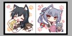  &gt;_&lt; +++ 4girls :&lt; :d abukuma_(kantai_collection) animal_ears arashio_(kantai_collection) asashio_(kantai_collection) bangs bell black_dress black_hair black_legwear blush bow brown_eyes brown_hair cartoon_bone cat_ears cat_girl cat_tail chibi closed_eyes closed_mouth collared_shirt commentary dakimakura_(object) dog_ears dog_girl dog_tail dress eyebrows_visible_through_hair facing_viewer hair_between_eyes heart jingle_bell kantai_collection kasumi_(kantai_collection) kemonomimi_mode kiyoshimo_(kantai_collection) kneehighs komakoma_(magicaltale) long_hair looking_at_viewer low_twintails minigirl multiple_girls neck_ribbon no_shoes open_mouth pantyhose pillow pillow_hug pinafore_dress pleated_dress purple_dress red_bow red_ribbon remodel_(kantai_collection) ribbon shirt side_ponytail sidelocks silver_hair sleeveless sleeveless_dress sleeves_past_wrists smile symbol_commentary tail tail_bell tail_bow tail_wagging twintails very_long_hair white_shirt 