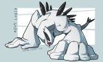  character_name deviantart_username full_body gen_2_pokemon grey_background looking_at_viewer lugia monster number open_mouth pokemon pokemon_(creature) pokemon_number sharp_teeth solo teeth tongue tongue_out twarda8 watermark web_address 