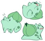  angry bulbasaur closed_mouth commentary_request creature fang gen_1_pokemon green looking_at_viewer mary_cagle no_humans open_mouth pokemon pokemon_(creature) simple_background white_background 