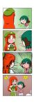  &gt;_&lt; /\/\/\ 3girls 4koma :d ^_^ absurdres alice_margatroid animal_ears arms_up black_ribbon bowing braid closed_eyes comic flat_cap fourth_wall gradient gradient_background green_hair hand_on_another&#039;s_head hat highres hong_meiling kasodani_kyouko laughing multiple_girls open_mouth petting puffy_short_sleeves puffy_sleeves rakugaki-biyori redhead ribbon short_sleeves silent_comic smile star touhou twin_braids unconscious v_arms xd |_| 