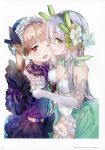  +_+ 2girls absurdres atelier_(series) atelier_lydie_&amp;_suelle bare_shoulders green_eyes hair_ornament hairband highres huge_filesize long_hair looking_at_viewer lydie_marlen multiple_girls noco_(adamas) official_art one_eye_closed open_mouth pink_eyes pink_hair plachta scan silver_hair smile thigh-highs twintails yuugen 