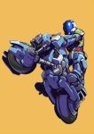  armor body_armor commentary_request glowing ground_vehicle helmet highres kikou_souseiki_mospeada lights mecha mercy_rabbit mospeada mospeada_(mecha) motor_vehicle motorcycle power_armor ray_(mospeada) redesign ride_armor riding science_fiction shield shiny signature simple_background 