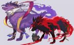  animalization blood blood_from_mouth dog fate/grand_order fate_(series) grey_background gurekan25 hair_over_one_eye headband highres multiple_persona okada_izou_(fate) orange_eyes red_eyes scarf 