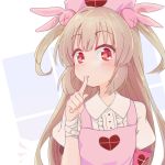  :o apron asamori bandage blonde_hair bunny_hair_ornament eyebrows_visible_through_hair hair_ornament hand_on_own_face hat natori_sana nurse nurse_cap open_mouth peter_pan_collar pink_apron red_eyes sana_channel simple_background two_side_up virtual_youtuber 